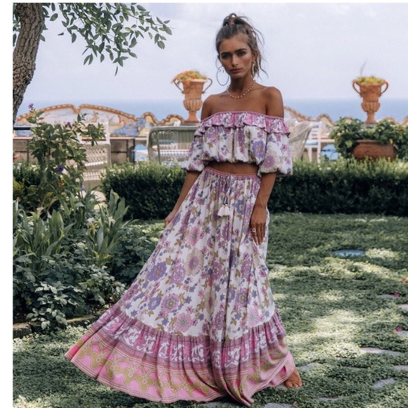 COPY - boho gypsy feel boho floral print crop blo… - Picture 1 of 16